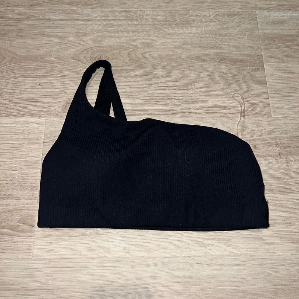 Lululemon Ribbed Nulu Asymmetrical Yoga Bra in Black